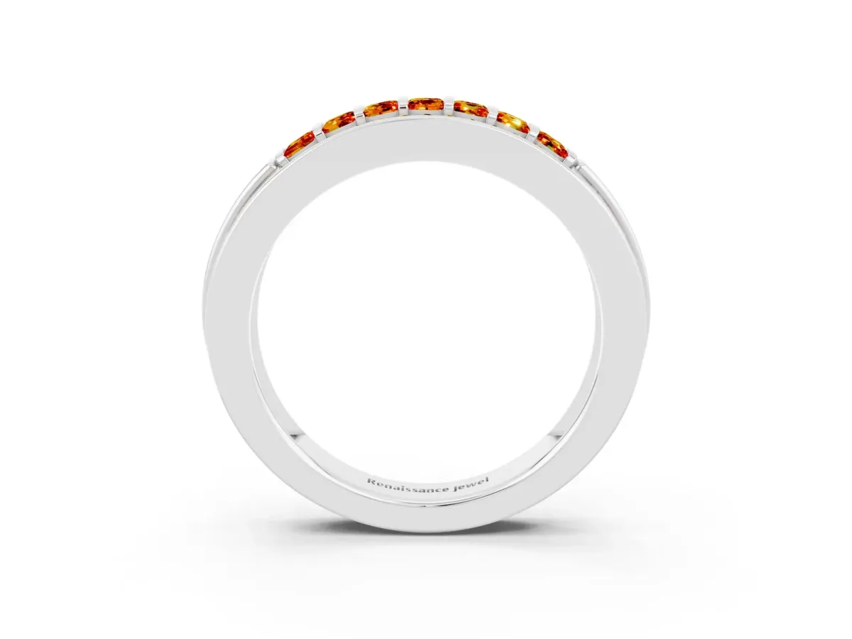 Bar-Set Princess Cut Citrine Pavé Band Platinum