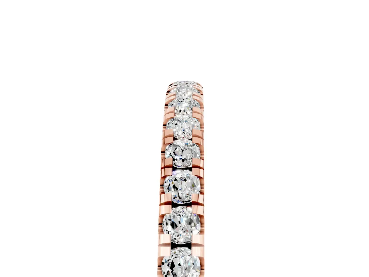 Pavé Round Moissanite Half Eternity Band with Shared Prong Setting Rose gold