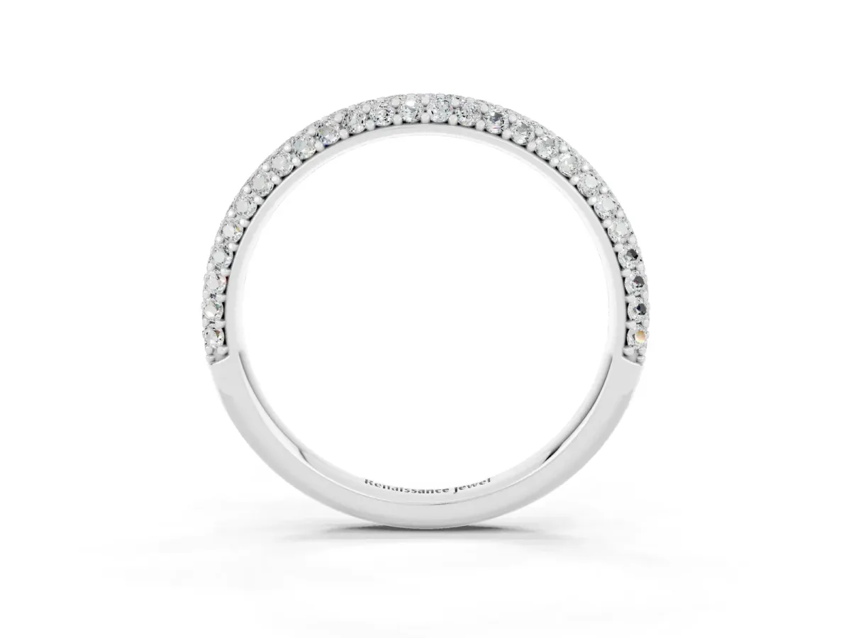 Round Moissanite Pavé Eternity Band with Shared Prong Setting White gold