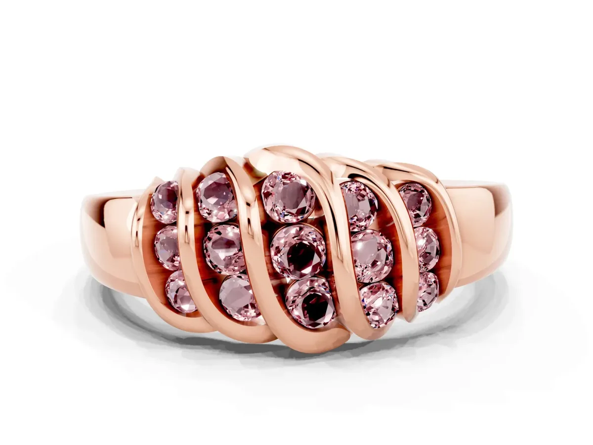 Round Morganite Multi-Row Crossover Band Rose gold