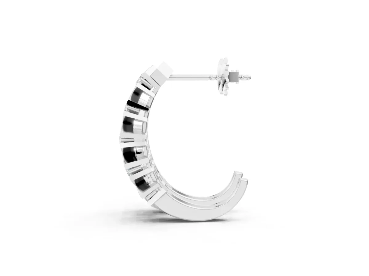 Round Diamond Criss-Cross Prong Hoop Earrings Silver