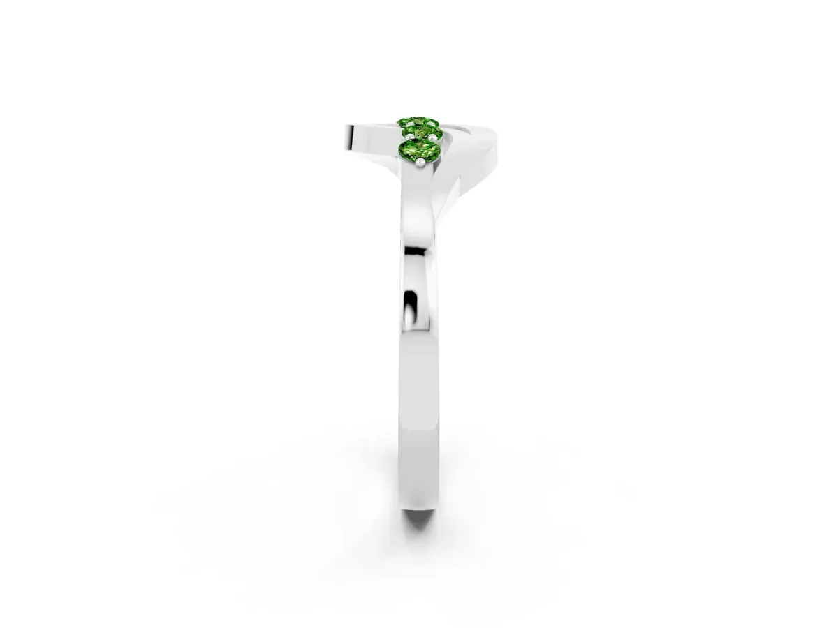 Five-Stone Round Peridot Crossover Band with Prong Setting Platinum