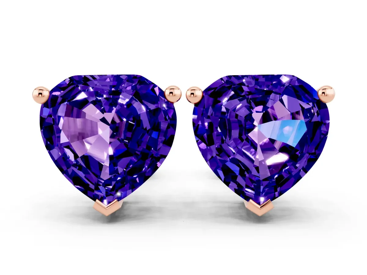 Heart Cut Tanzanite Stud Earrings Rose gold