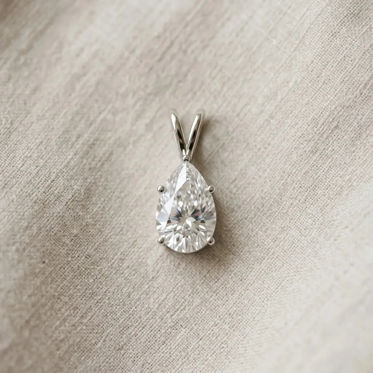 Pear Cut Solitaire Pendant with Three-Prong Setting Silver