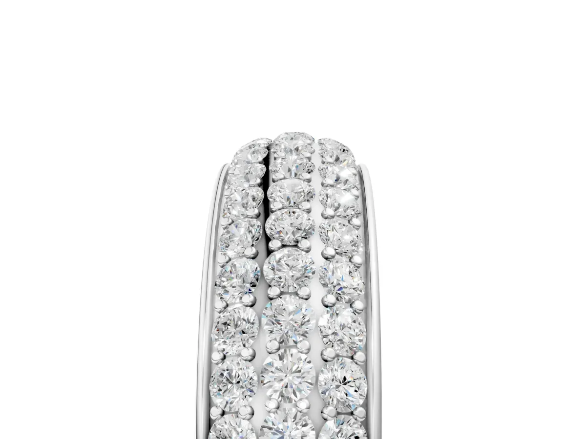 Three-Row Round Diamond Eternity Band with Shared Prong Setting Platinum