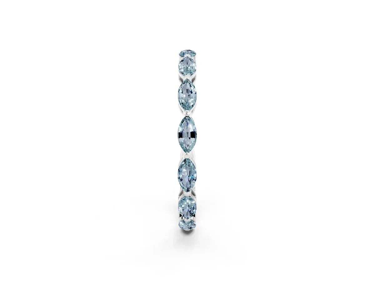 Marquise Aquamarine Eternity Band with U-Prong Setting Silver