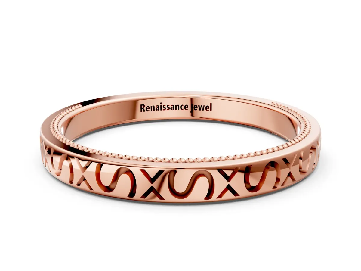 Vintage Engraved Milgrain Band Rose gold