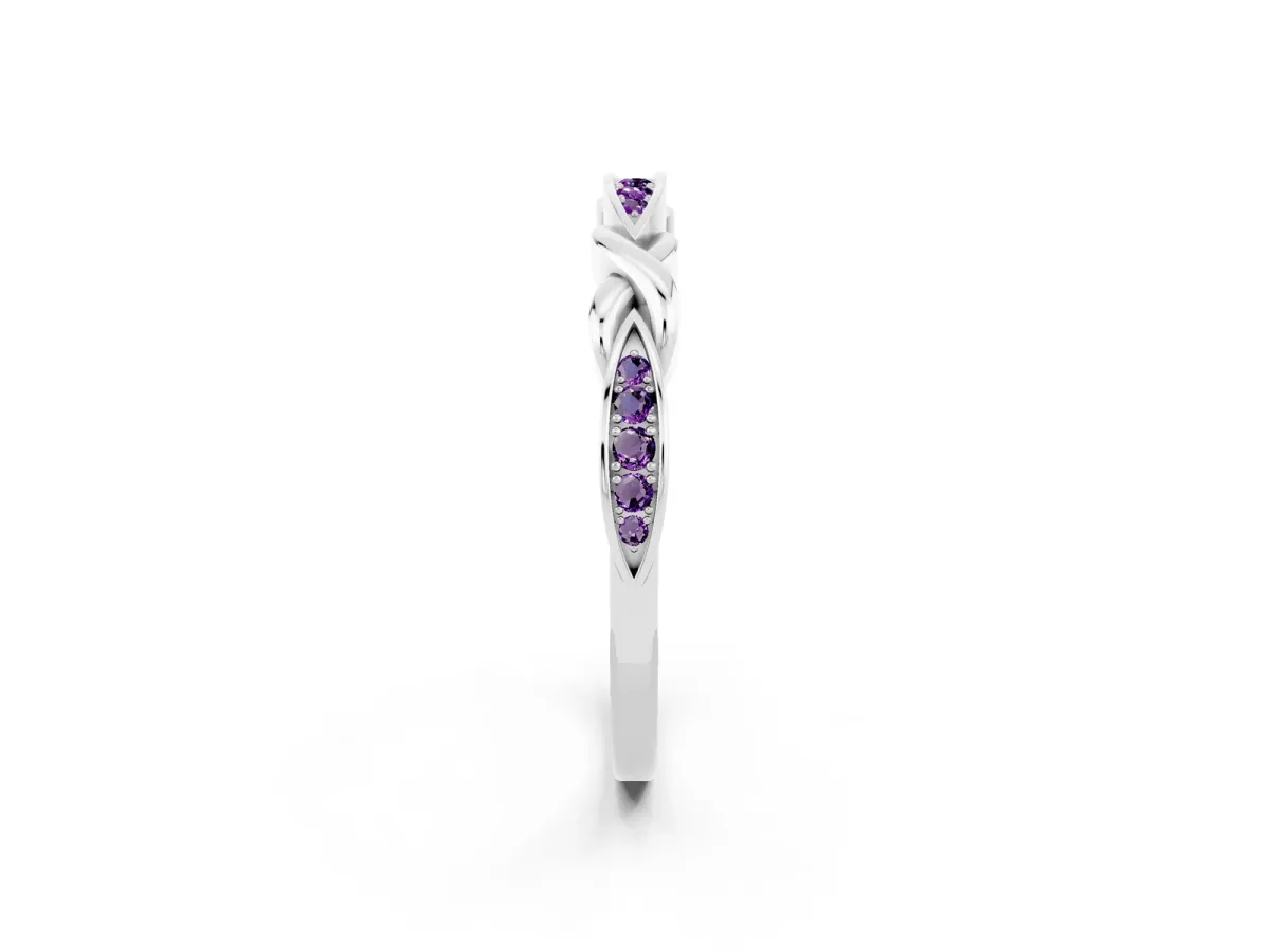 Twisted Marquise Amethyst Pavé Band with Shared Prong Setting Platinum