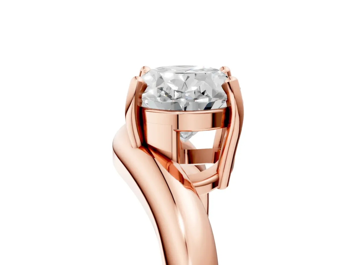 Oval Diamond Twisted Solitaire Ring Rose gold