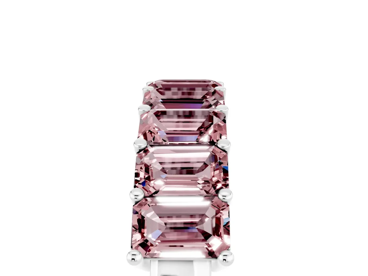 Emerald Cut Morganite Prong-Set Eternity Band Platinum