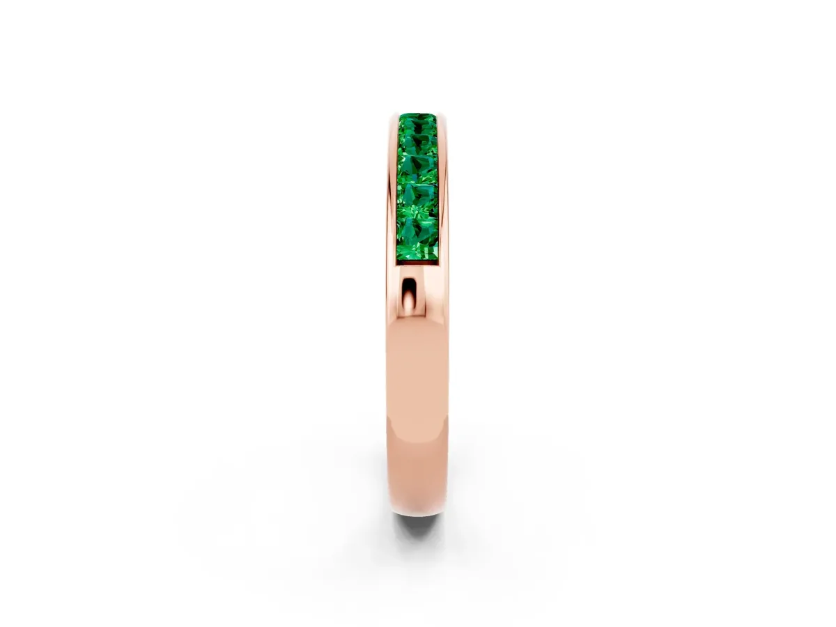 Channel Set Princess Cut Emerald Eternity Band Rose gold