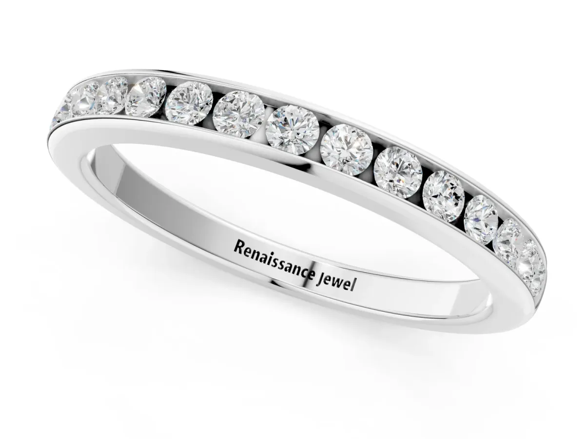 Round Cut Diamond Channel Set Eternity Band Platinum