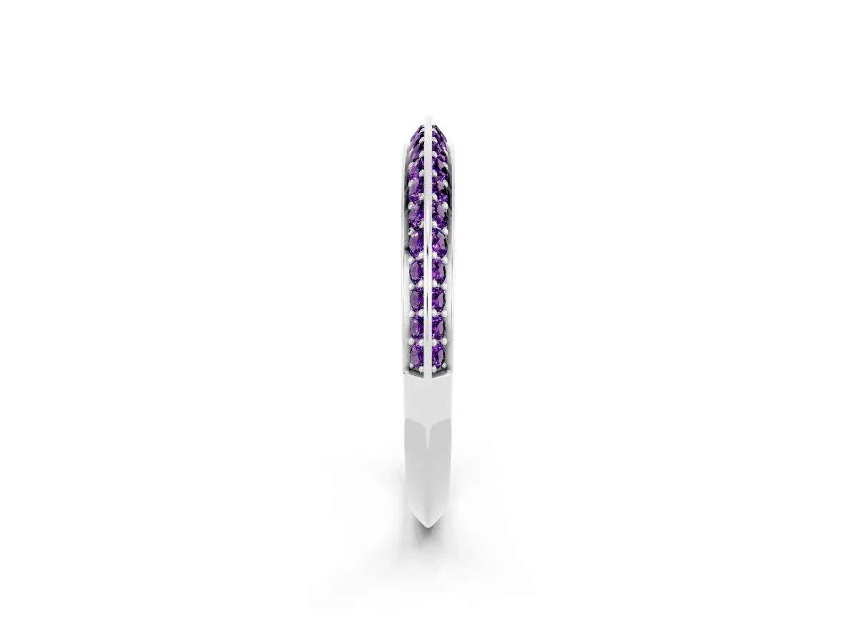 Double Row Pavé Round Amethyst Eternity Band with Channel Setting Platinum
