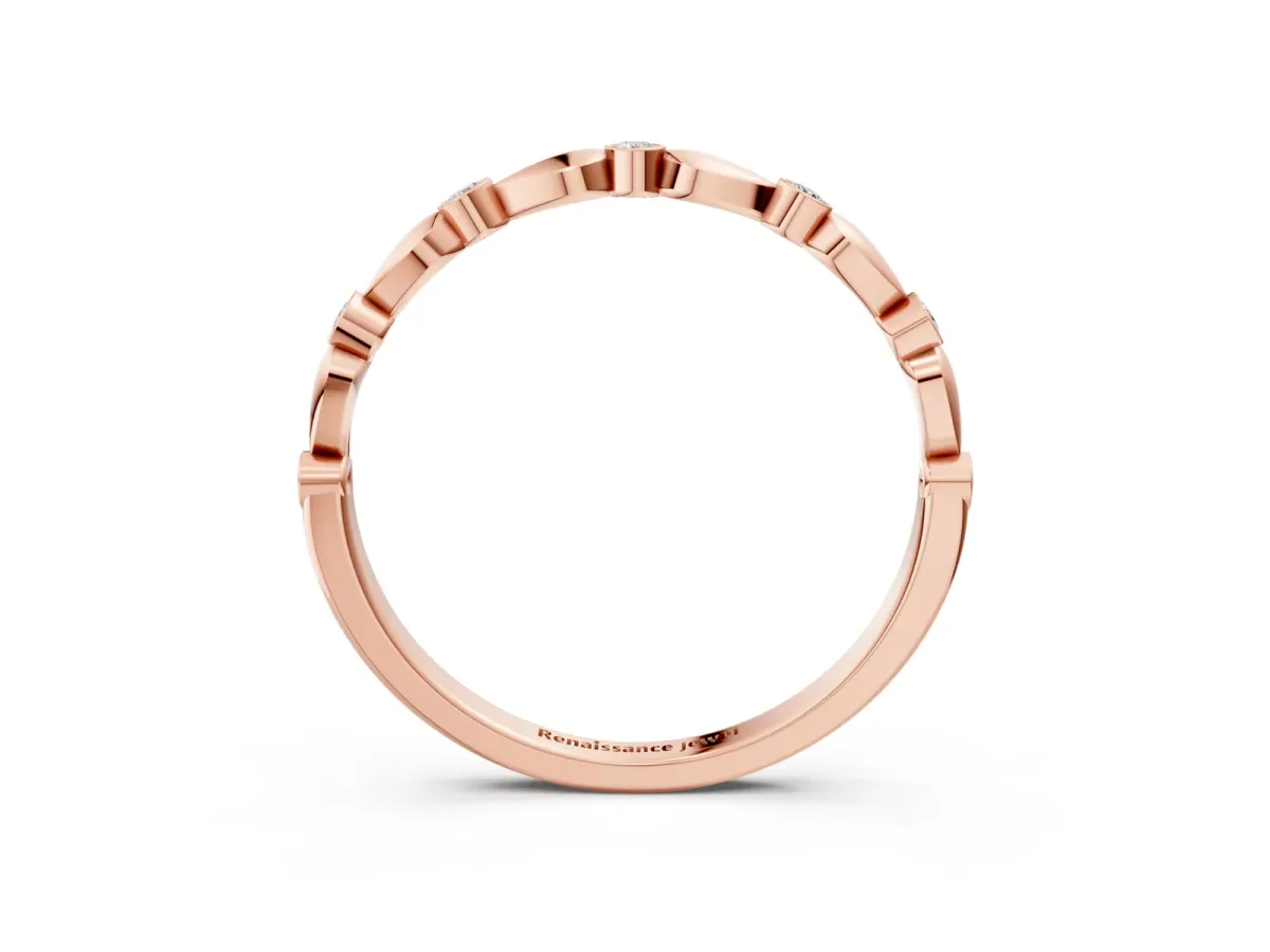 Bezel-Set Round Diamond Marquise Eternity Band Rose gold
