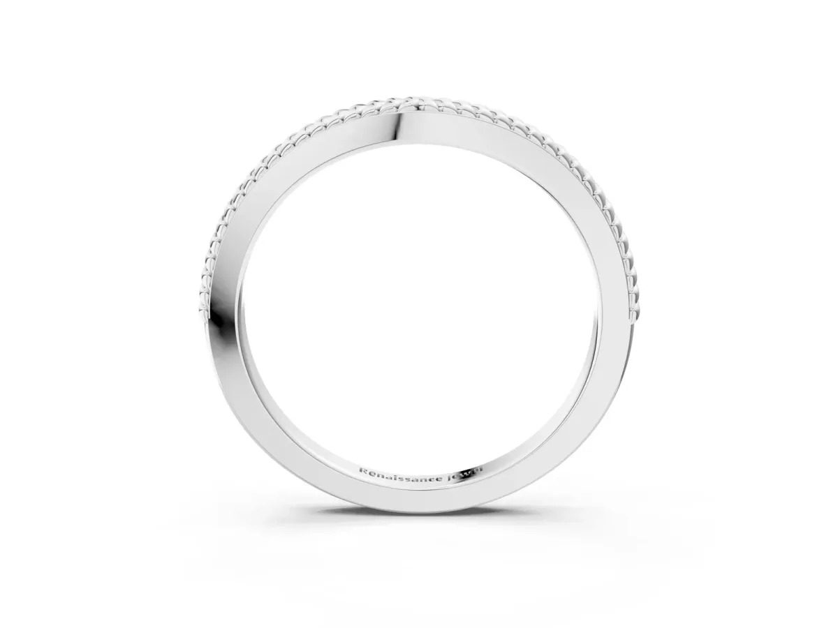 Milgrain Twist Contour Wedding Band White gold