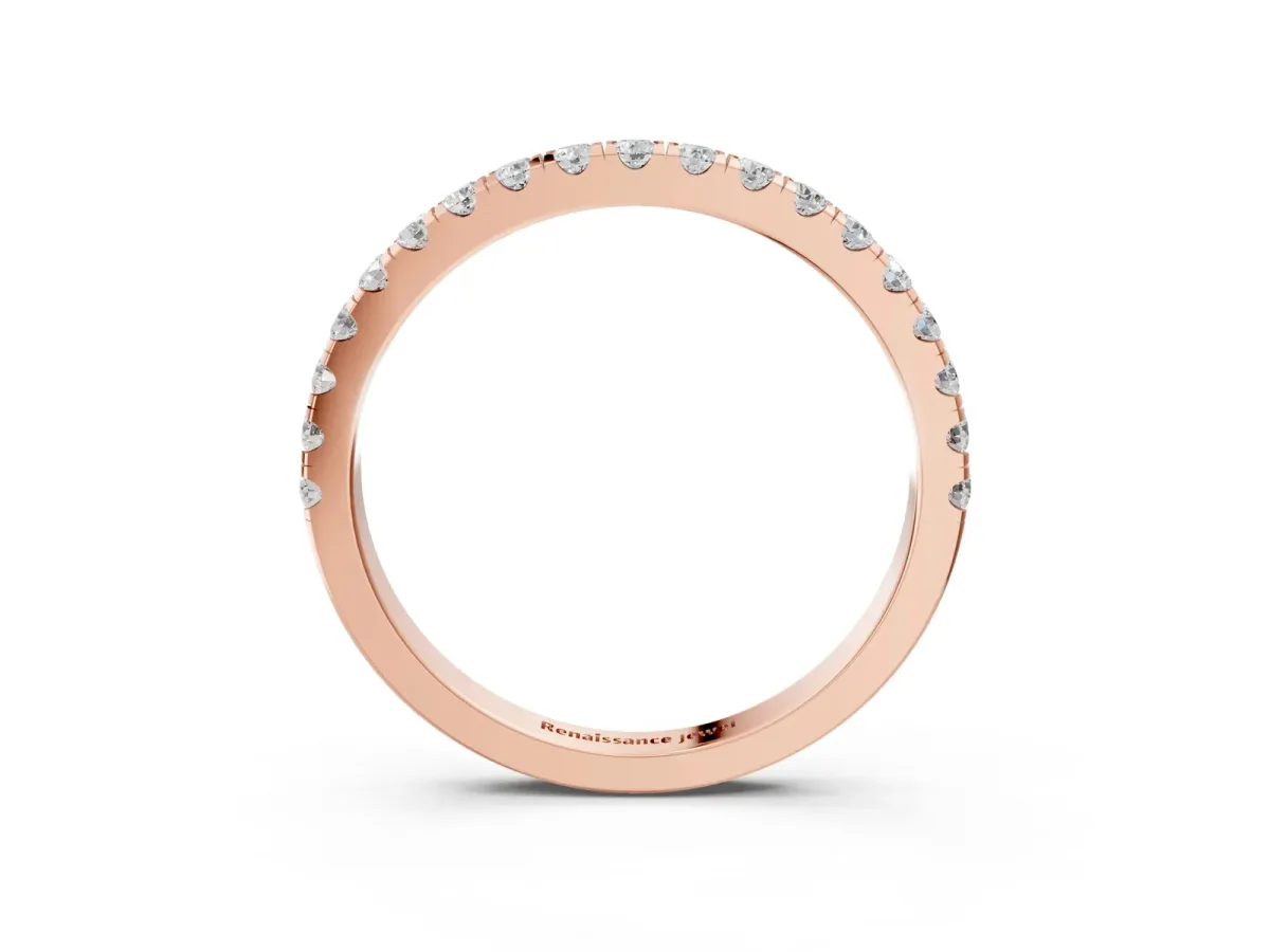 Round Diamond Classic Half Eternity Band with Shared Prong Setting Rose gold