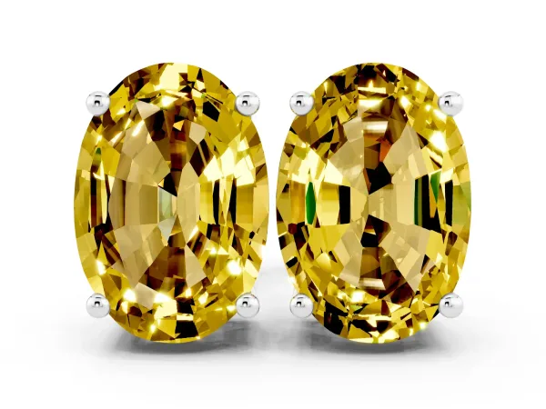 Oval Cut Yellow Sapphire Stud Earrings Platinum