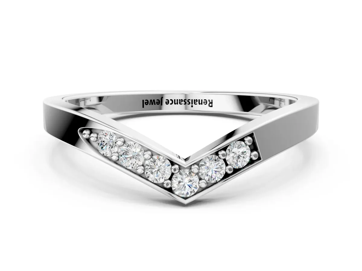 Chevron Pavé Round Diamond Twist Band Platinum