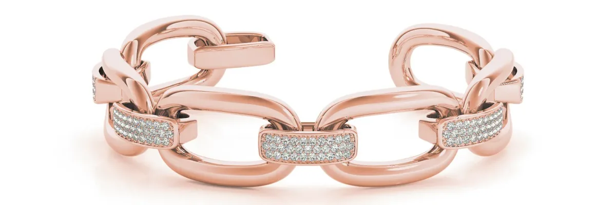 Pavé Round Diamond Link Bracelet with Channel Setting Rose gold