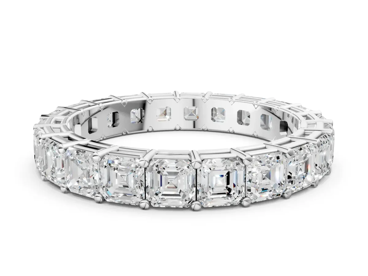Asscher Cut Eternity Band with Shared Prong Setting Platinum