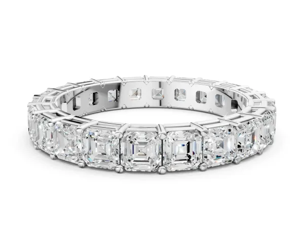 Asscher Cut Eternity Band with Shared Prong Setting Platinum