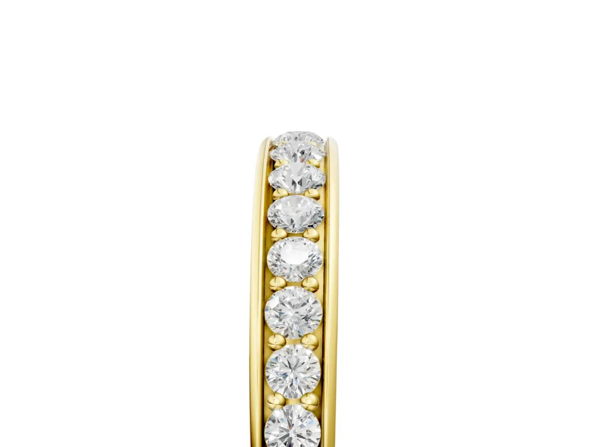 Pavé Round Diamond Eternity Band with Channel Setting Yellow gold