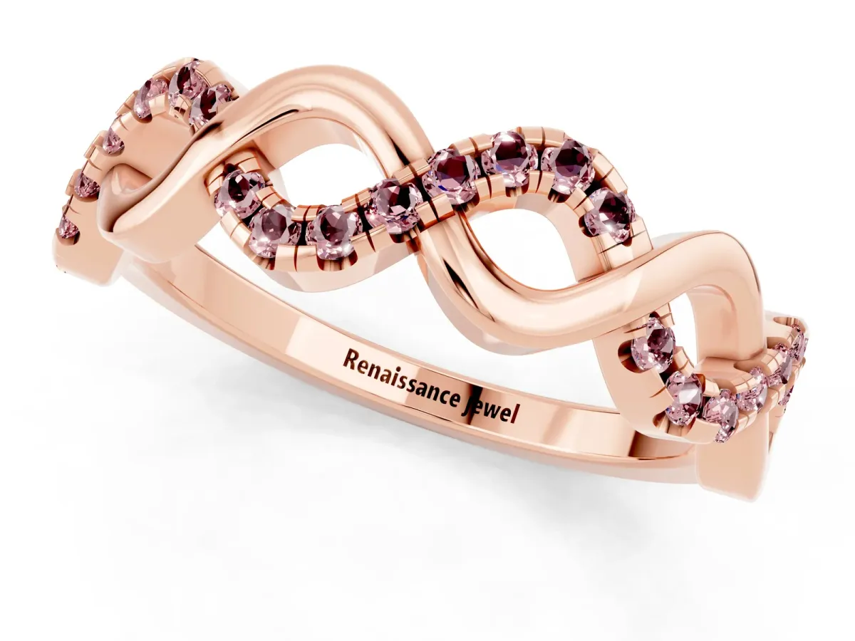 Twist Infinity Round Morganite Band with Pavé Setting Rose gold