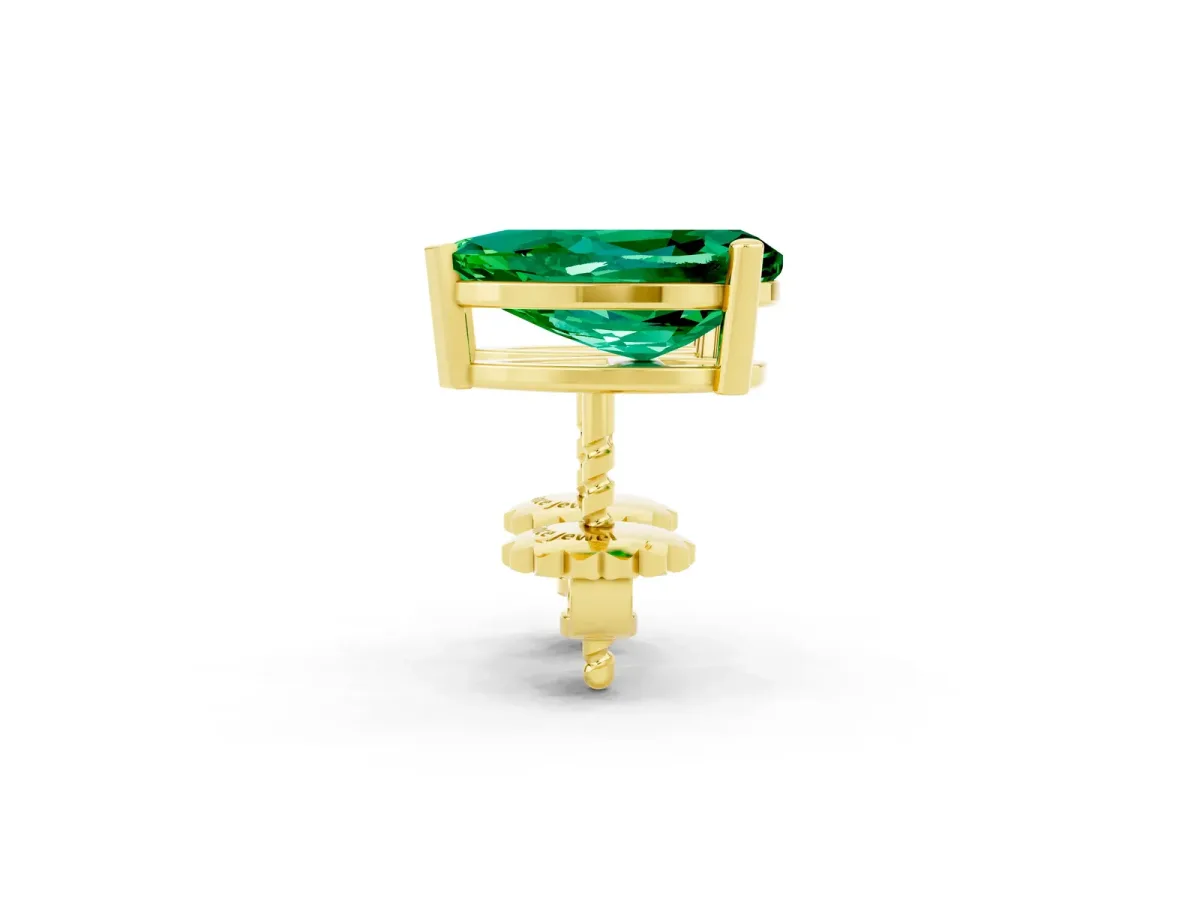 Pear Cut Emerald Stud Earrings Yellow gold
