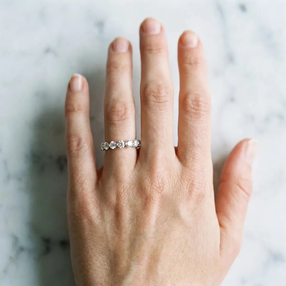 Round Diamond Eternity Band with Shared Prong Setting Platinum
