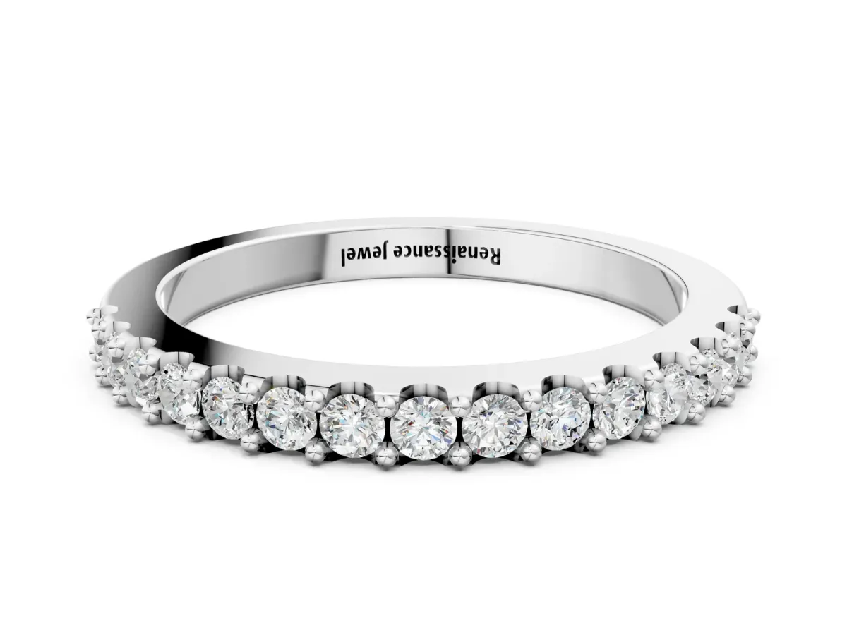 Round Diamond Pavé Set Half Eternity Band White gold