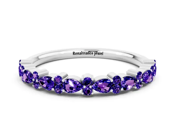Pear and Round Tanzanite Wedding Band Platinum
