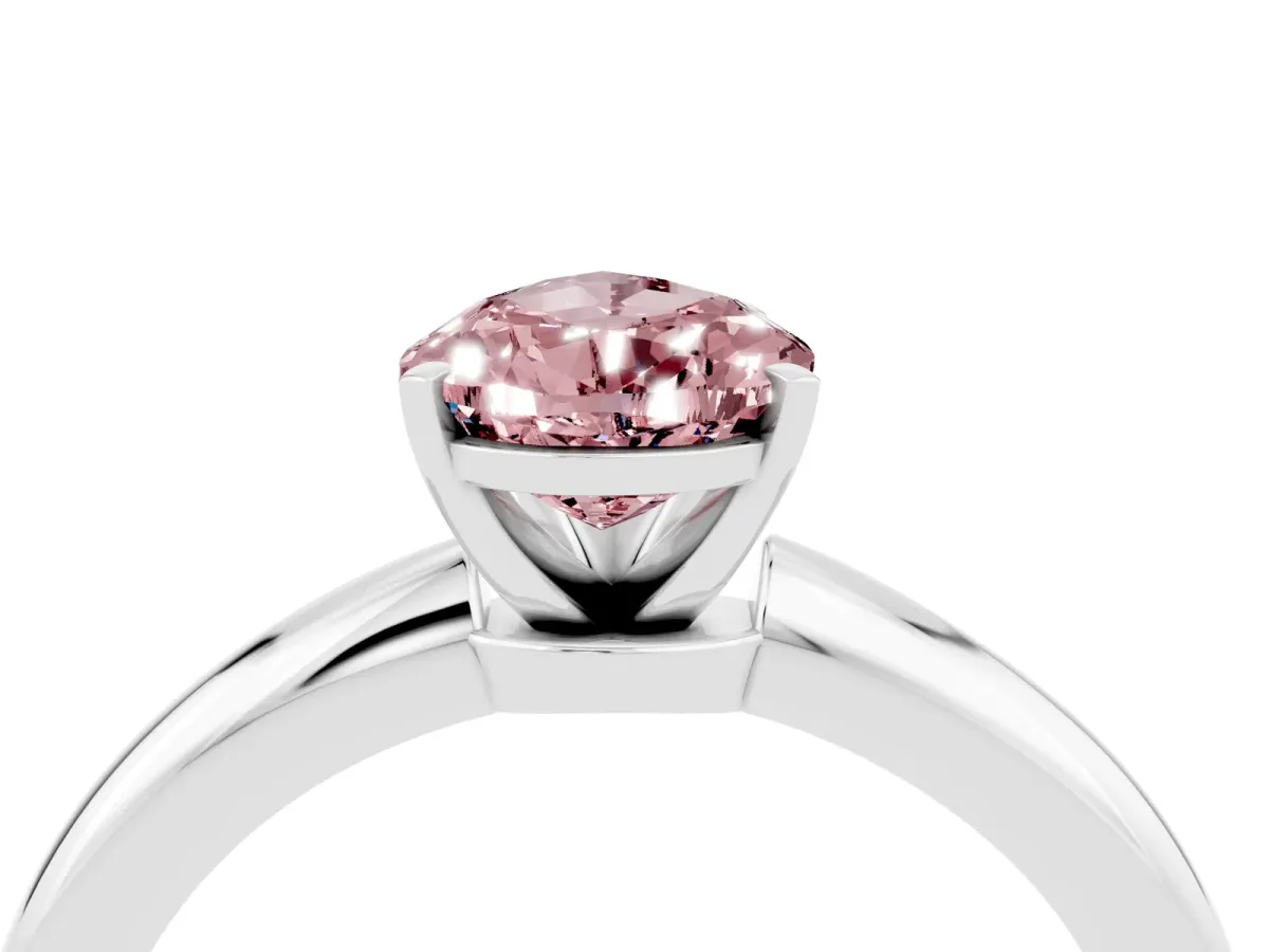 Pear Cut Morganite Solitaire Ring with Six-Prong Setting and Classic Band Platinum