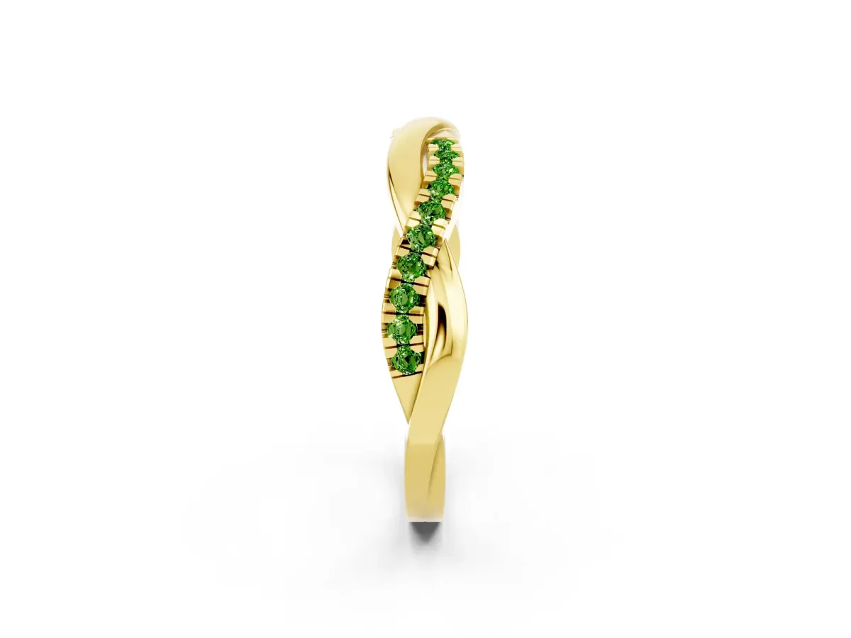 Round Peridot Twisted Infinity Band with Prong Setting Yellow gold