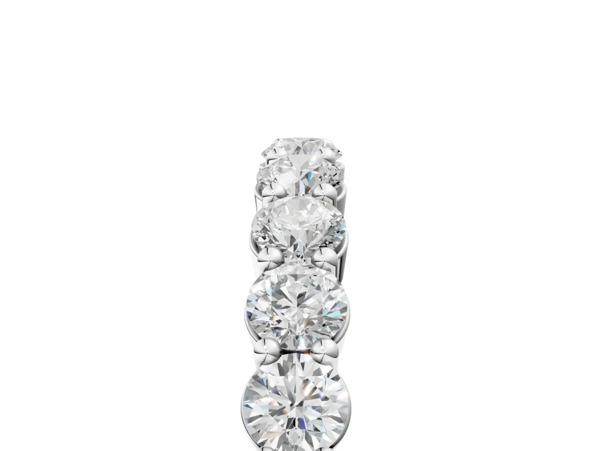 Round Diamond Half Eternity Band with Prong Setting Silver