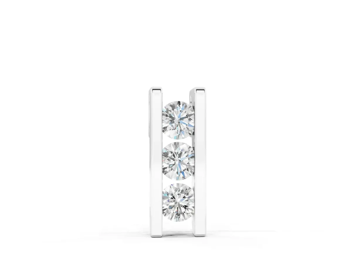 Vertical Channel-Set Round Diamond Bar Pendant Silver