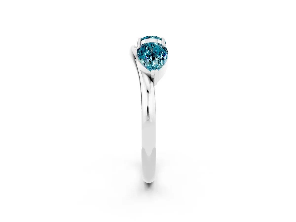 Two-Stone Pear Blue Topaz Bypass Ring with Prong Setting Platinum