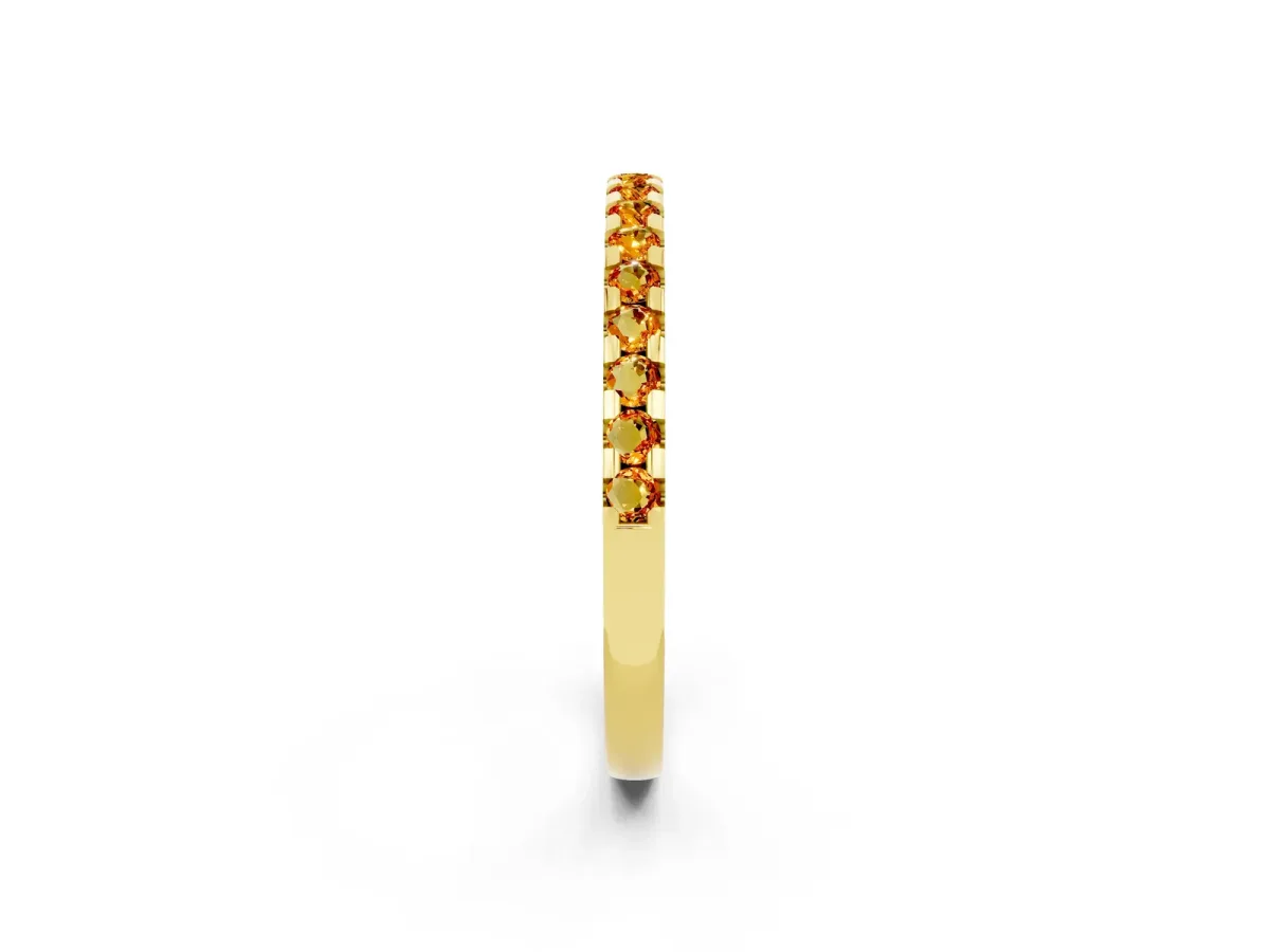 Round Citrine Pavé Set Eternity Band with Micro Prong Setting Yellow gold