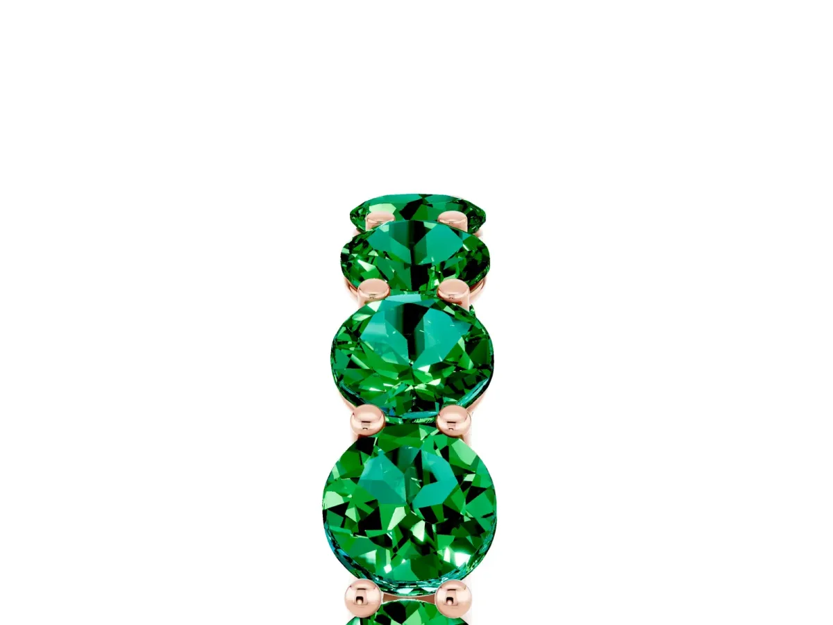 Round Emerald Shared Prong Eternity Band Rose gold