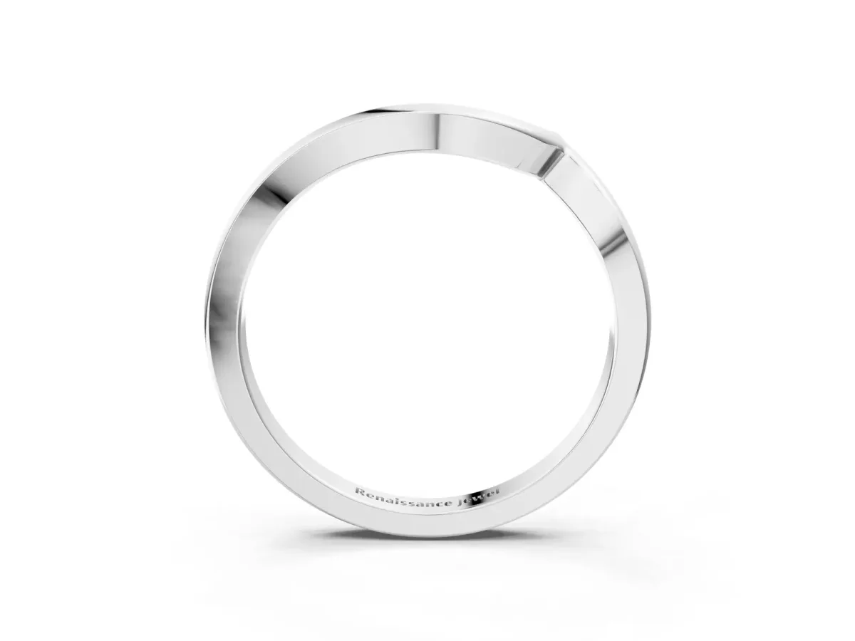 Chevron V-Shaped Contour Band Silver