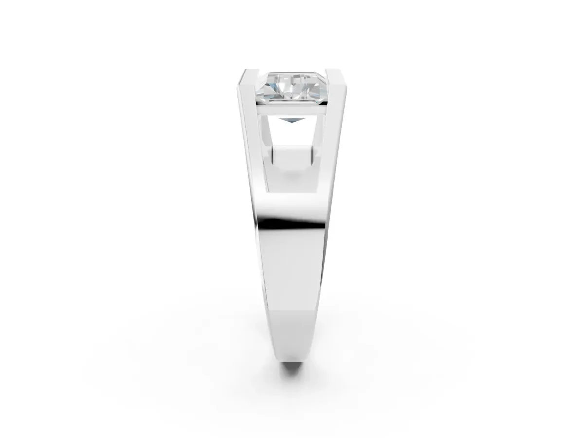 Baguette Diamond Geometric Solitaire Ring Platinum