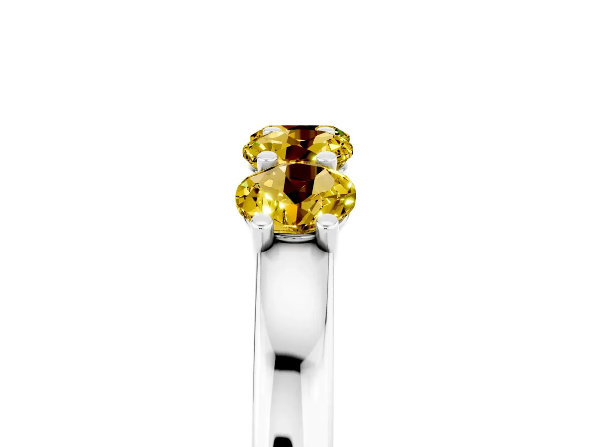 Four-Stone Round Yellow Sapphire Prong-Set Band Silver