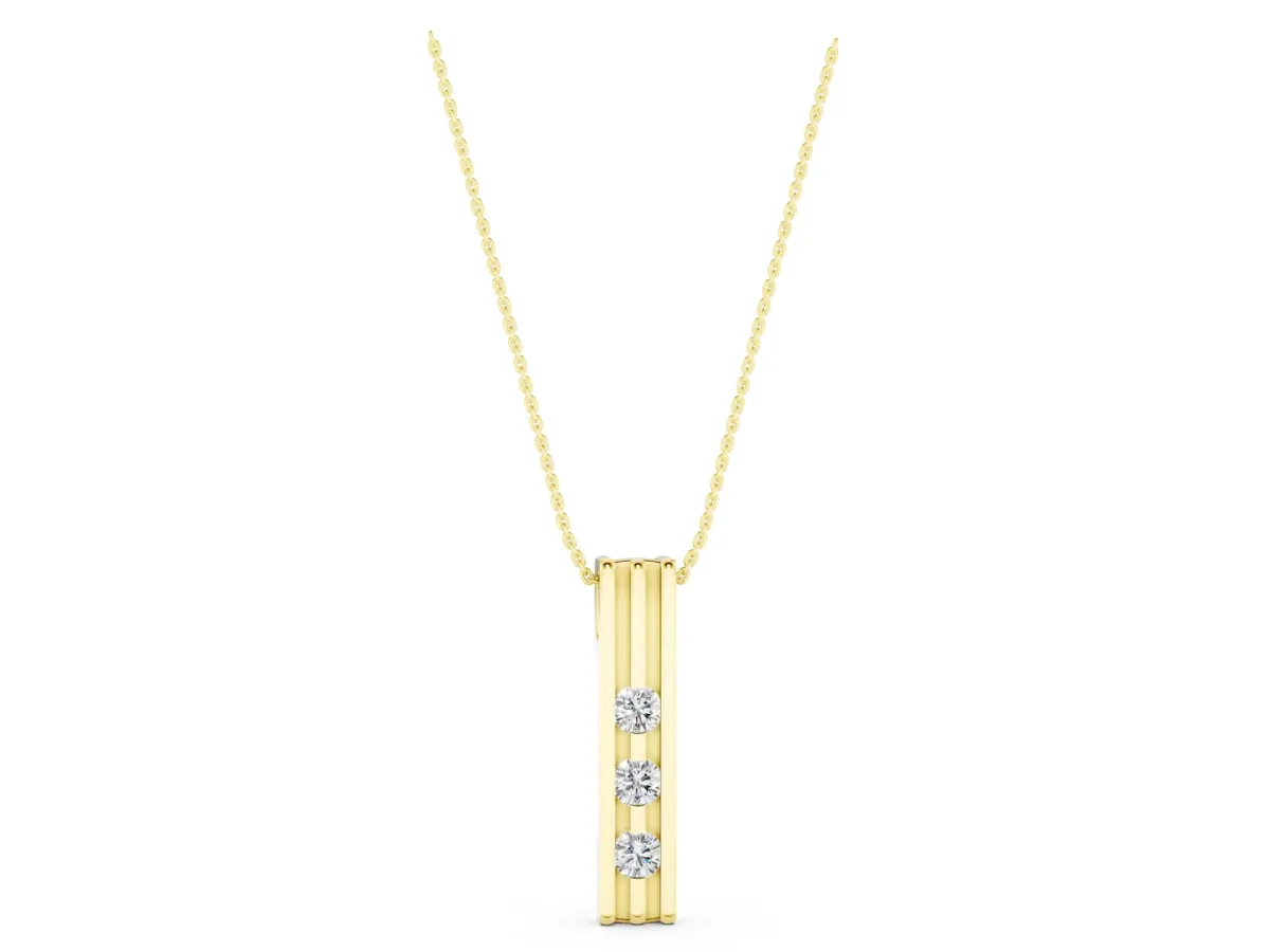 Three-Stone Round Channel Set Pendant Yellow gold