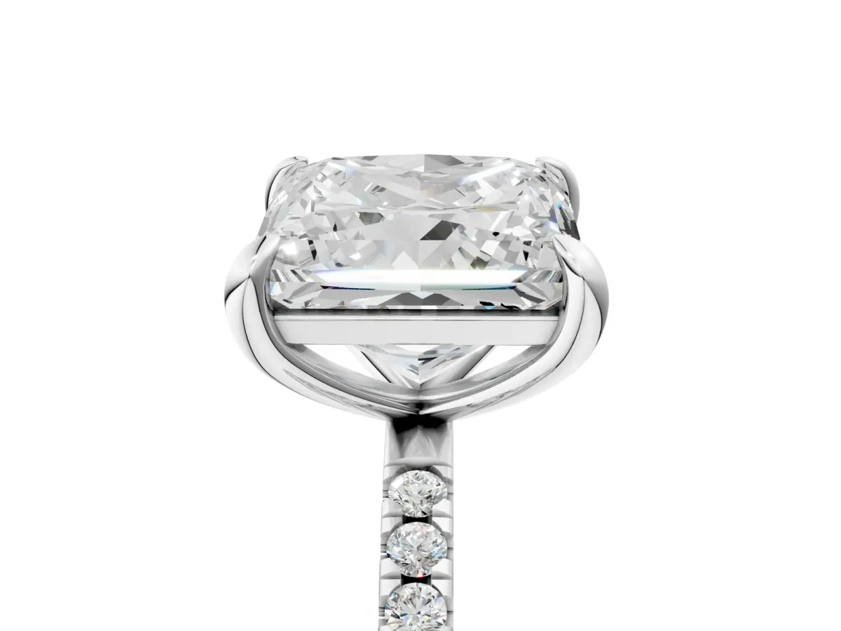 Oval and Princess Toi Moi Ring with Prong Setting and Micro Pave Band Silver