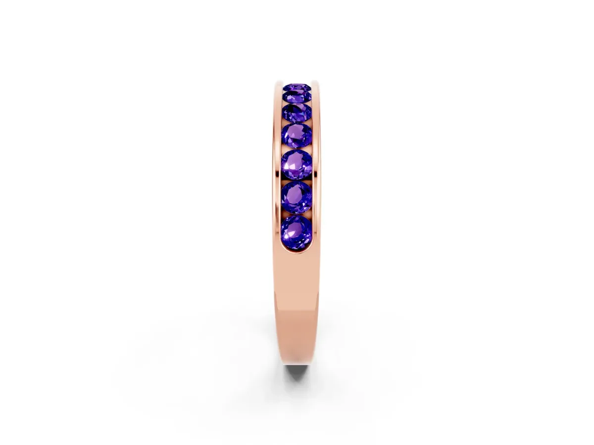 Channel Set Round Tanzanite Eternity Band Rose gold