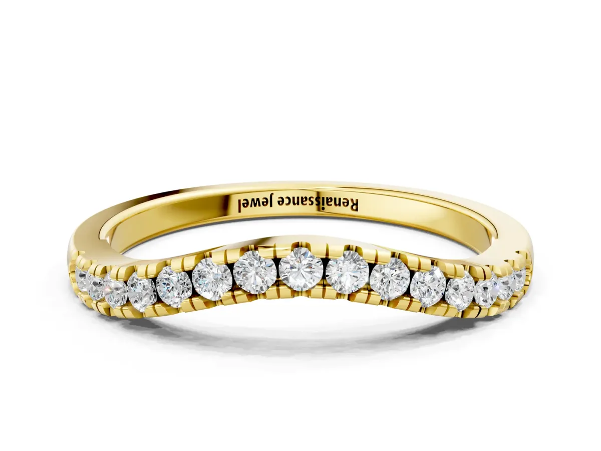 Diamond Pavé Curved Wedding Band Yellow gold