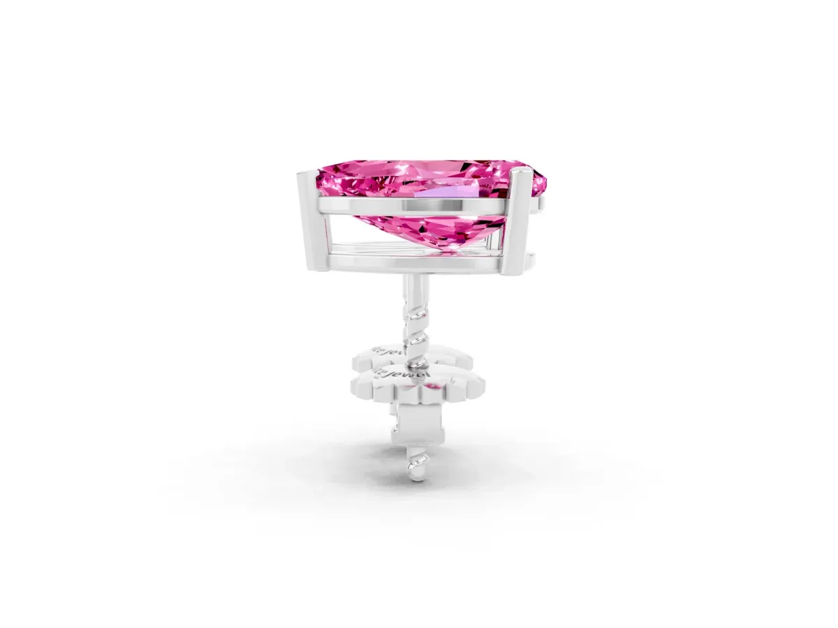 Pear Cut Pink Sapphire Stud Earrings Silver