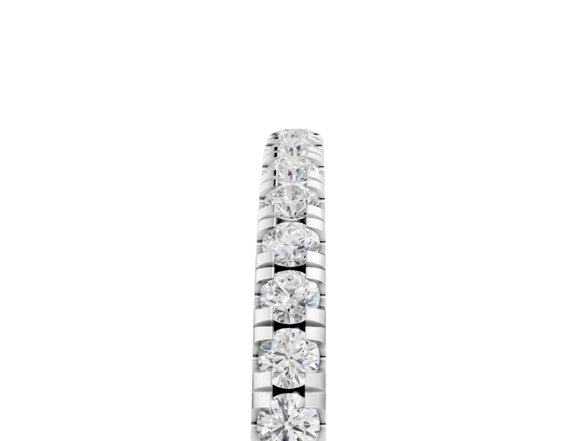Pavé Round Diamond Half Eternity Band with Shared Prong Setting Silver