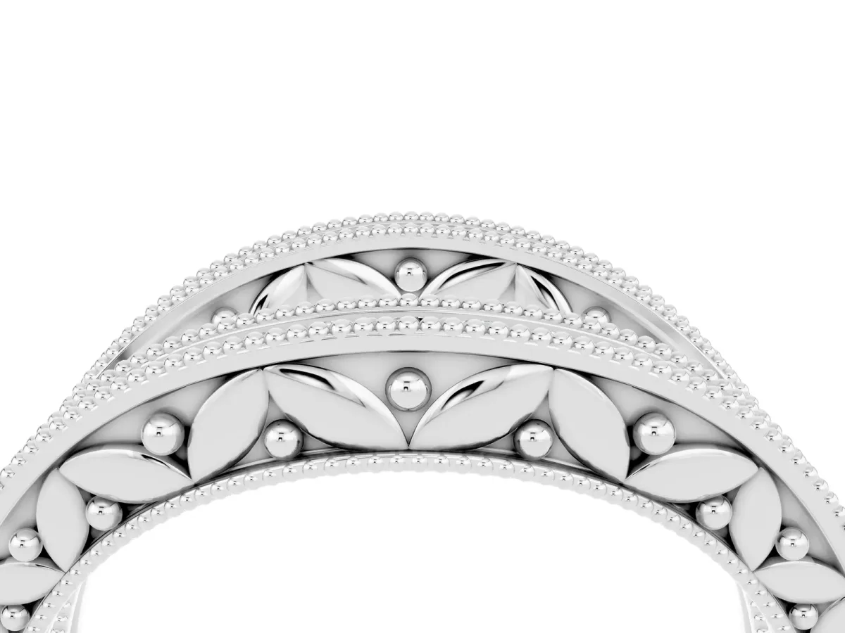Round Moissanite Milgrain Eternity Band with Channel Setting Silver
