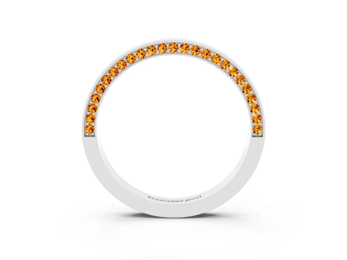 Pavé Round Citrine Channel Set Band Platinum