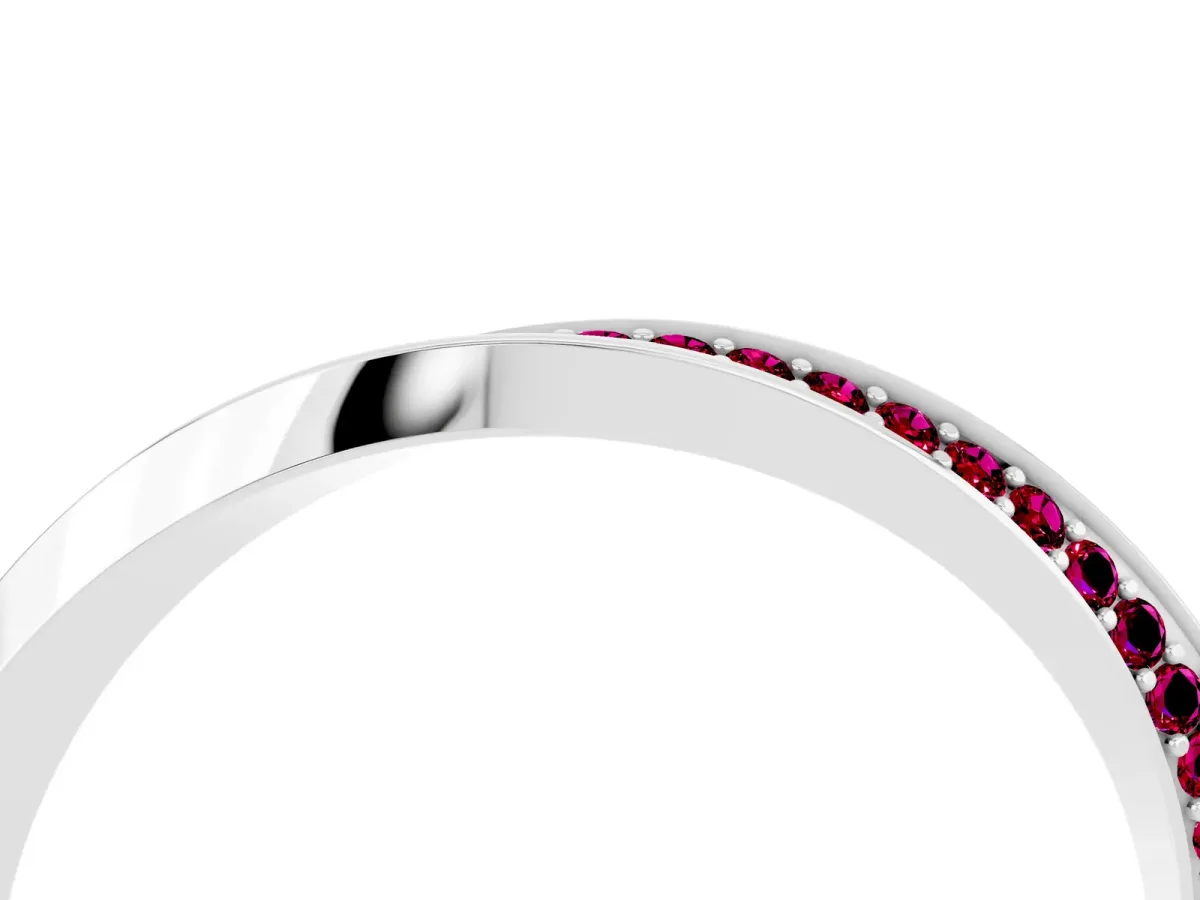 Pavé Round Garnet Twist Band White gold